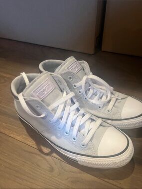 Converse Light Gray/White High-Top Canvas Sneakers